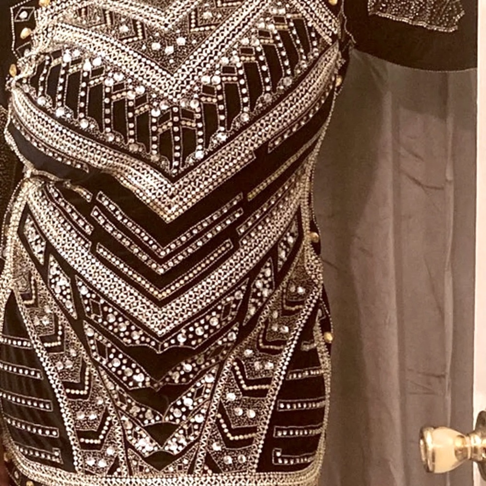 Studded velour mini dress